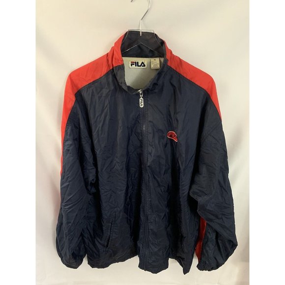 Fila XL Men’s Red/Navy Shell Nylon Full Zip Windreaker Jacket - Picture 1 of 7